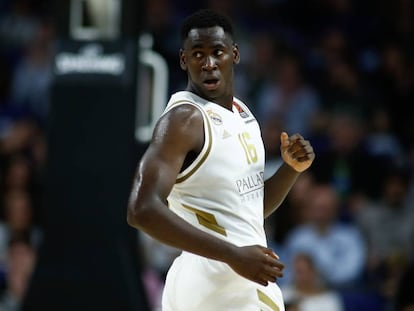 Garuba, durante el partido de Euroliga entre el Real Madrid y el Alba de Berlin.