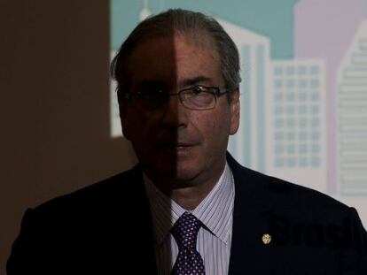 Cunha durante um seminário em Brasília.