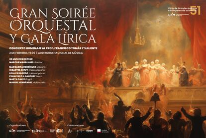 Cartel promocional del concierto 'Gran Soirée Orquestal y Gala Lírica', organizado por el Centro Superior de Investigación y Promoción de la Música de la Universidad Autónoma de Madrid.