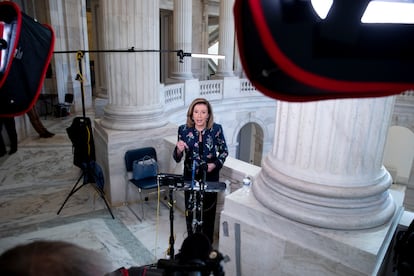 La líder de la mayoría demócrata en la Cámara baja, Nancy Pelosi, este miércoles en el Capitol Hill, en Washington.