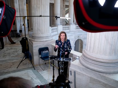 La líder de la mayoría demócrata en la Cámara baja, Nancy Pelosi, este miércoles en el Capitol Hill, en Washington.