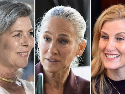 Caroline de Mônaco, Sarah Jessica Parker e a condessa Sophie de Wessex mostram seus fios naturais em diferentes níveis.