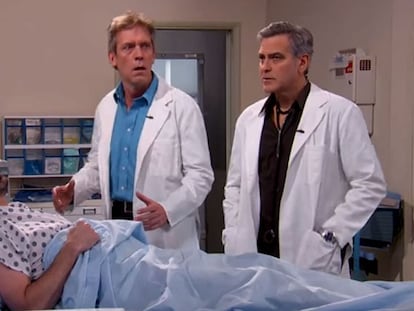 George Clooney, Hugh Laurie y Jimmy Kimmel parodian la serie 'Urgencias'.