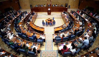 Vista del pleno de la Asamblea de Madrid, en una imagen de archivo. 