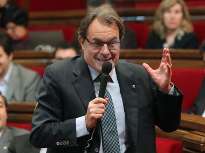 El presidente de la Generalitat, Artur Mas, durante su intervención en la sesión de control.