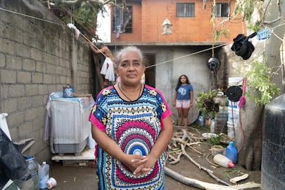 Fanny, in her yard in the Cessat 2 subdivision after the hurricane.