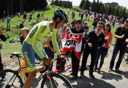 Contador, en un momento de la cronoescalada.