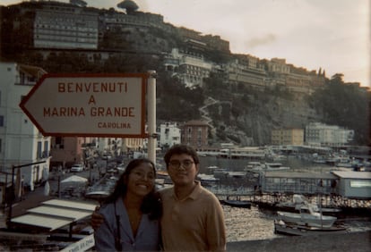 Rocío Quillahuaman y su pareja en Italia