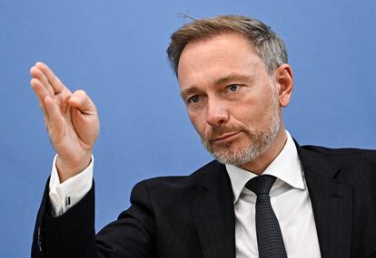 El ministro de Finanzas alemán, Christian Lindner, en una rueda de prensa el día 5.