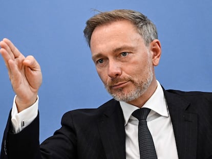 El ministro de Finanzas alemán, Christian Lindner, en una rueda de prensa el día 5.