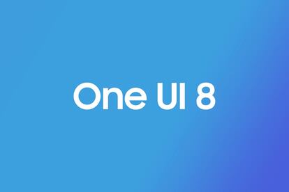 Logo de Samsung One UI 8 con fondo azul