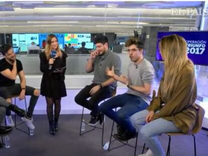 Agoney, Roi, Cepeda, Ricky, Mimi y Thalía han acudido al plató de EL PAÍS para contestar a las preguntas de los seguidores del programa