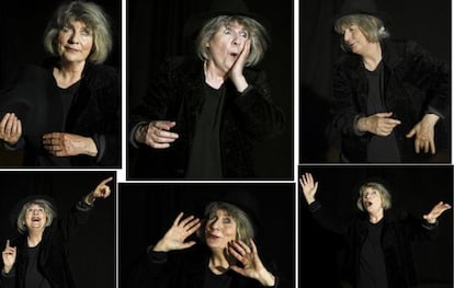 La actriz noruega Else Marie Laukvik, en varias expresiones sobre las tablas.