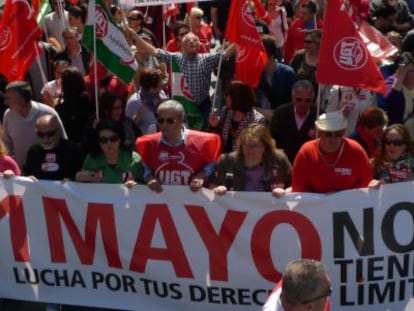 Manifestantes de la protesta convocada en Sevilla.