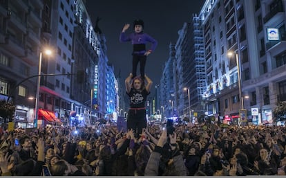 Manifestación del Día de la Mujer en Gran Vía.