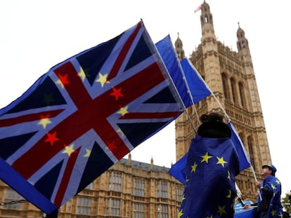 Manifestantes &#039;antibrexit&#039;, ante el Parlamento brit&aacute;nico.