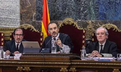 El juez Manuel Marchena interviene durante el juicio del 'procés'.