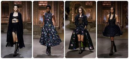 Cuatro de las propuestas para la próxima primavera de Dior, presentadas el pasado martes en la semana de la moda de París.