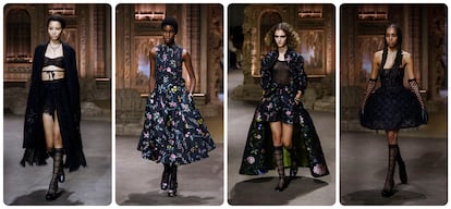 Cuatro de las propuestas para la próxima primavera de Dior, presentadas el pasado martes en la semana de la moda de París.