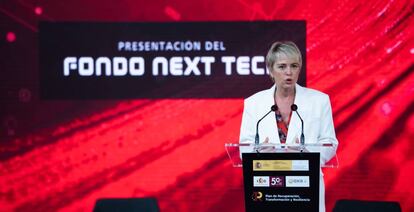 Carme Artigas, secretaria de Estado de Digitalización e Inteligencia Artificial, durante la presentación del fondo público-privado NextTech.