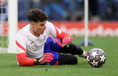 Kepa, durante un entrenamiento con el Chelsea.