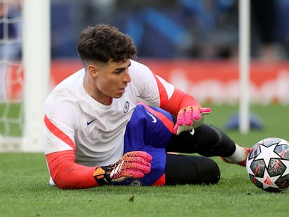 Kepa, durante un entrenamiento con el Chelsea.