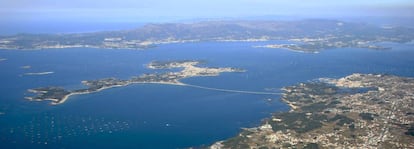 Vista aérea de A Illa de Arousa.