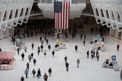 Interior del memorial erigido donde se encontraba el World Trade Center. 