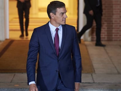 Pedro Sánchez, nesta segunda-feira, na Moncloa.