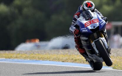 Jorge Lorenzo durante los entrenamientos libres del Gran Premio de España