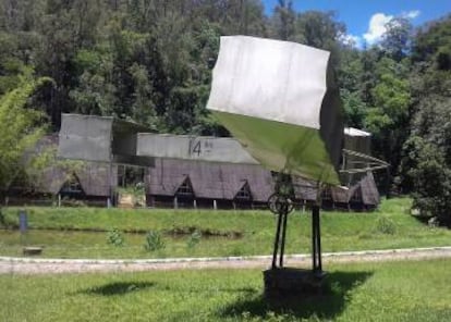 Réplica do avião 14-bis exposta no museu de Santos Dumont.