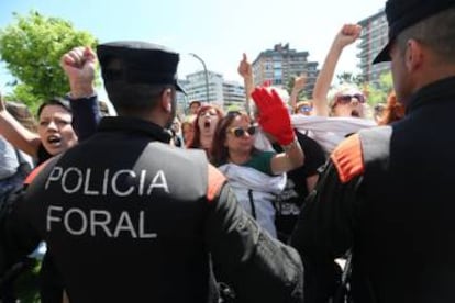 Protests outside the Navarre court that cleared the men of rape.