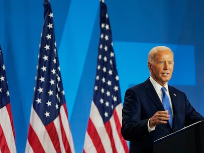 Joe Biden durante la conferencia de prensa del 11 de julio, en Washington.