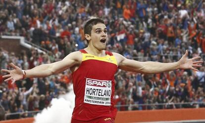 Bruno Hortelano, al terminar los 200m del Europeo de Ámsterdam.