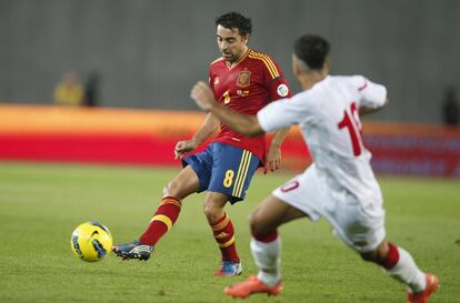 Xavi Hernández durante el partido.