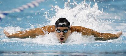 Phelps, durante la prueba de 4x100 de los Pan Pacifics.