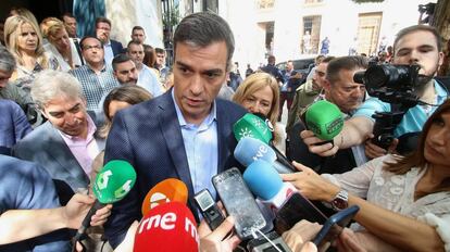 Pedro Sánchez, este lunes en Níjar (Almería). 