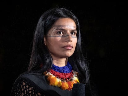 Nina Gualinga durante el Festival Ciudadano Global, en Central Park en Nueva York, en 2023.