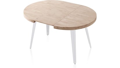 Esta mesa de madera de roble puede expandirse desde 100 a 180 cm de longitud.