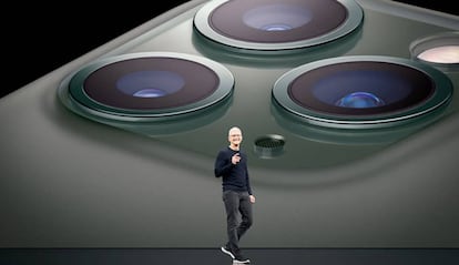 Tim Cook en el evento de presentación de los iPhone 11.