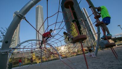 El Parque Caleido, al Norte del Paseo de la Castellana, este martes por la tarde.