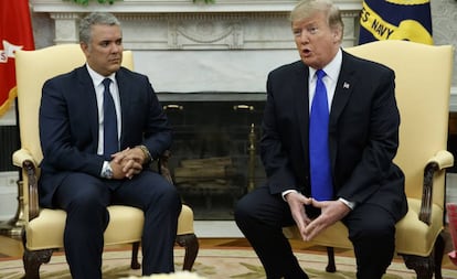 Iván Duque (izquierda) y Donald Trump, hoy en la Casa Blanca.