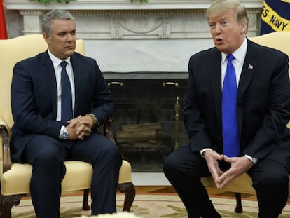 Iván Duque (izquierda) y Donald Trump, hoy en la Casa Blanca.