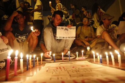 Manifestación el pasado martes en el homenaje a Dilan Cruz, en la ciudad de Cali. 