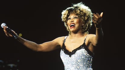 Tina Turner performs at Shoreline Amphitheatre on May 23, 1997 in Mountain View, California.