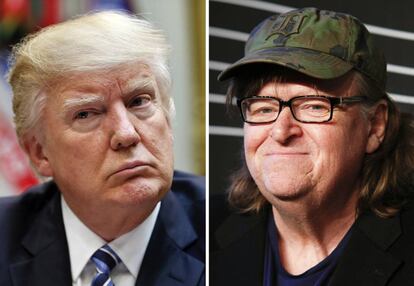 El presidente de EE UU, Donald Trump, (izquierda) y el cineasta Michael Moore.