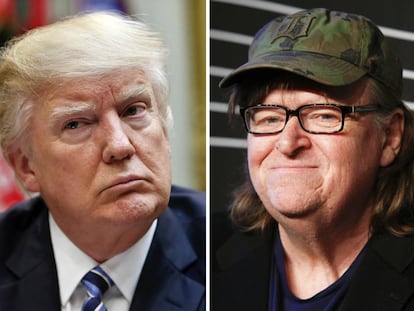 El presidente de EE UU, Donald Trump, (izquierda) y el cineasta Michael Moore.