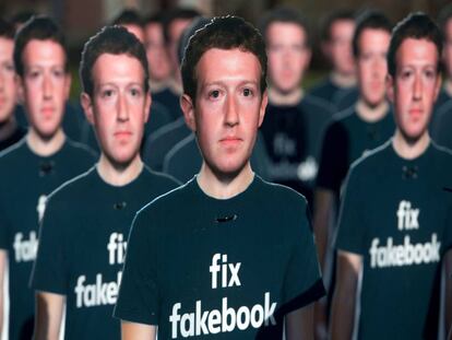 Numerosas imágenes del fundador de Facebook, Mark Zuckerberg.