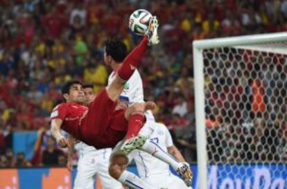 Costa, en su último partido con España.