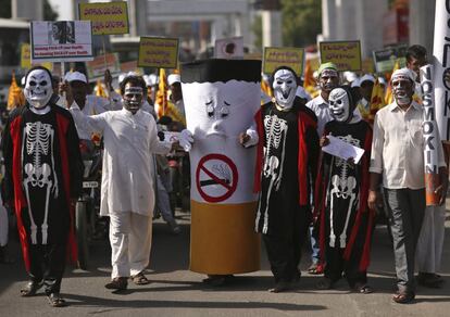 Celebración del Día Sin Tabaco en Hyderabad (India). 